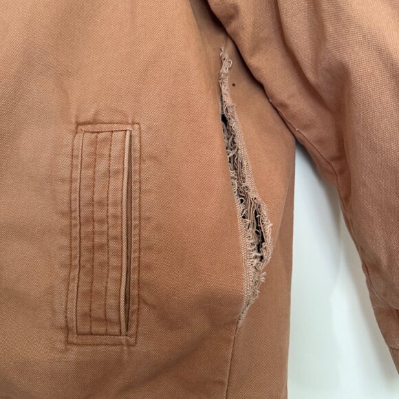 Craftsman Distressed Mens Brown Canvas Jacket With Button Chest Pockets & Zip Cl - Picture 4 of 8
